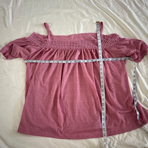 NWT Pink Cold Shoulder Crochet Detail Blouse Plus Sz 4X Cruise Boho - Picture 8 of 8